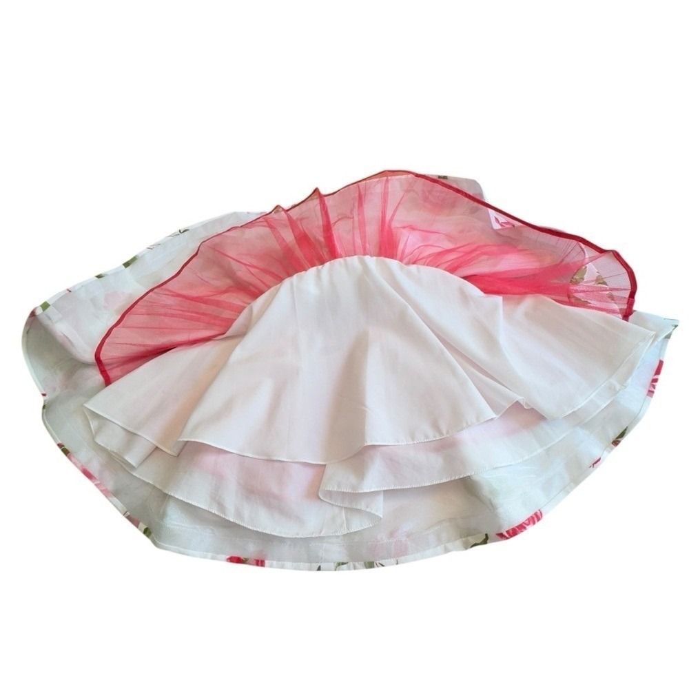 Sherri Hill 50563 Pink Rose Floral Fit Flare Skirt White Designer Size 0 Bridal - Picture 12 of 16